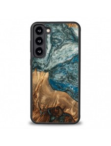 Trä och hartsfodral till Samsung Galaxy S23 Plus Bewood Unique Planet Earth - blågrön