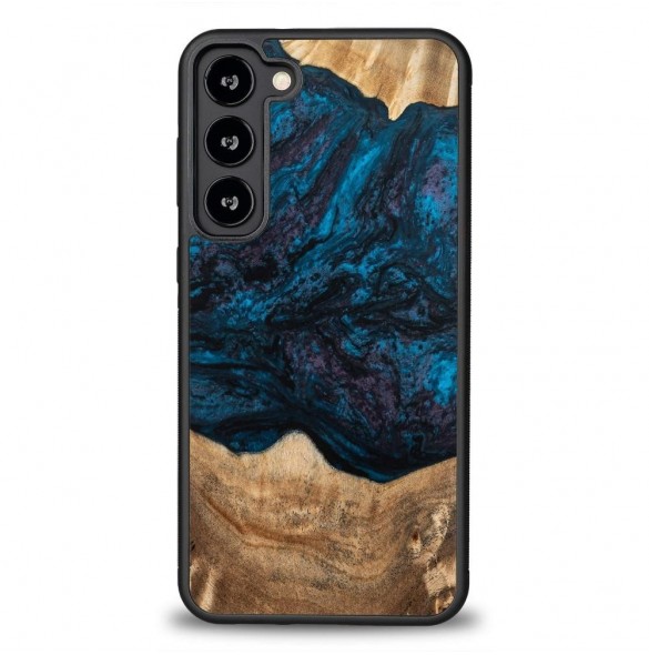 Trä och hartsfodral till Samsung Galaxy S23 Plus Bewood Unique Neptune - marinblått och svart