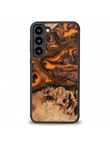 Trä och hartsfodral till Samsung Galaxy S23 Plus Bewood Unique Orange - orange och svart