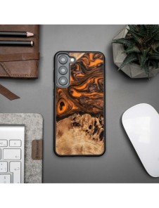 Trä och hartsfodral till Samsung Galaxy S23 Plus Bewood Unique Orange - orange och svart