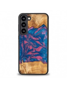 Trä och hartsfodral till Samsung Galaxy S23 Plus Bewood Unique Vegas - rosa och blå