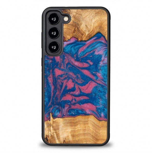 Trä och hartsfodral till Samsung Galaxy S23 Plus Bewood Unique Vegas - rosa och blå