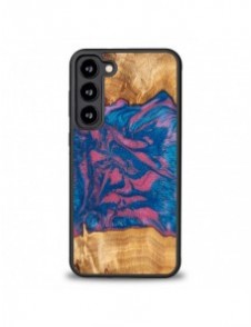 Trä och hartsfodral till Samsung Galaxy S23 Plus Bewood Unique Vegas - rosa och blå