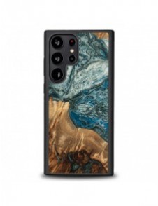 Trä och hartsfodral till Samsung Galaxy S23 Ultra Bewood Unique Planet Earth - blågrön