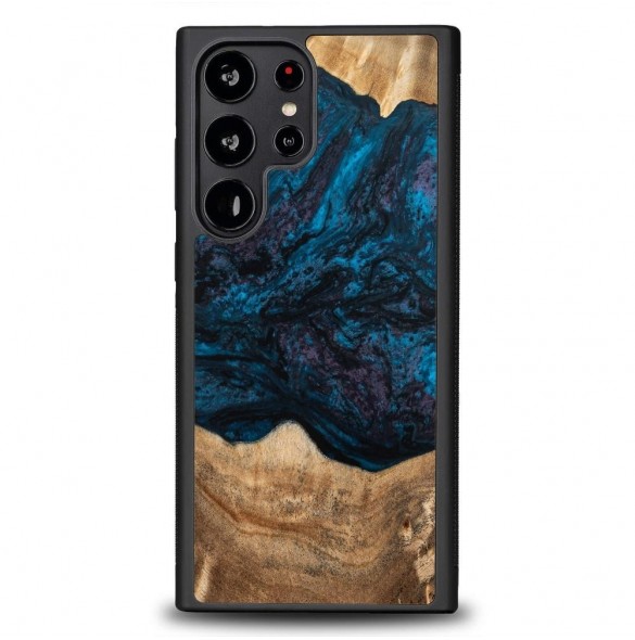 Trä och hartsfodral till Samsung Galaxy S23 Ultra Bewood Unique Neptune - marinblått och svart