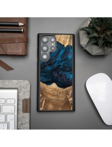 Trä och hartsfodral till Samsung Galaxy S23 Ultra Bewood Unique Neptune - marinblått och svart