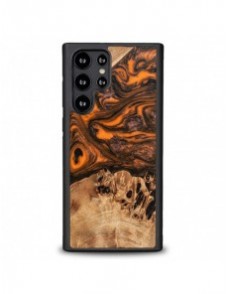 Trä och hartsfodral till Samsung Galaxy S23 Ultra Bewood Unique Orange - orange och svart