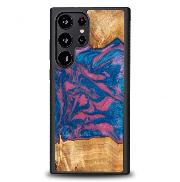 Trä och hartsfodral till Samsung Galaxy S23 Ultra Bewood Unique Vegas - rosa och blå