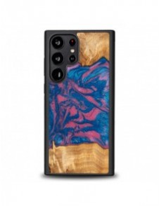 Trä och hartsfodral till Samsung Galaxy S23 Ultra Bewood Unique Vegas - rosa och blå