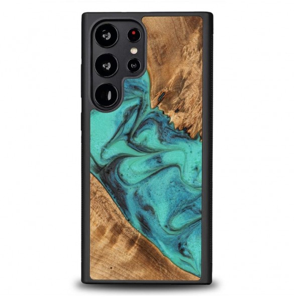 Trä- och hartsfodral till Samsung Galaxy S23 Ultra Bewood Unique Turquoise - Turkossvart