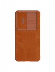 Nillkin Qin Leather Pro Fodral till Samsung Galaxy S23+ flip-fodral kamerafodral brunt