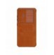 Nillkin Qin Leather Pro Fodral till Samsung Galaxy S23+ flip-fodral kamerafodral brunt