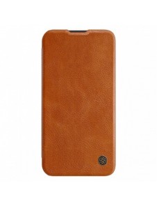 Nillkin Qin Leather Pro Fodral till Samsung Galaxy S23+ flip-fodral kamerafodral brunt
