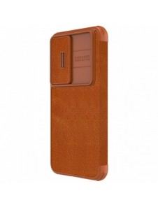 Nillkin Qin Leather Pro Fodral till Samsung Galaxy S23+ flip-fodral kamerafodral brunt