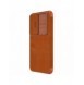 Nillkin Qin Leather Pro Fodral till Samsung Galaxy S23+ flip-fodral kamerafodral brunt