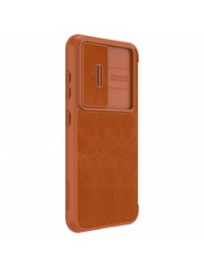 Nillkin Qin Leather Pro Fodral till Samsung Galaxy S23+ flip-fodral kamerafodral brunt