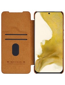 Nillkin Qin Leather Pro Fodral till Samsung Galaxy S23+ flip-fodral kamerafodral brunt