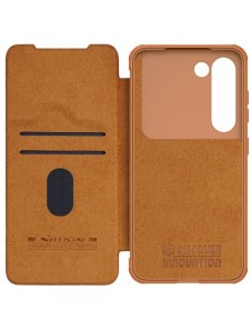 Nillkin Qin Leather Pro Fodral till Samsung Galaxy S23+ flip-fodral kamerafodral brunt