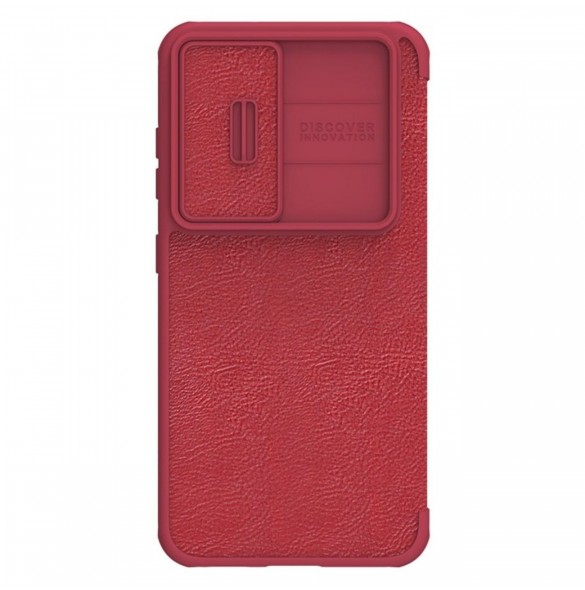 Nillkin Qin Leather Pro Fodral till Samsung Galaxy S23+ flip-fodral kamerafodral rött