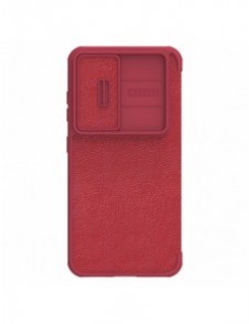 Nillkin Qin Leather Pro Fodral till Samsung Galaxy S23+ flip-fodral kamerafodral rött