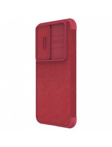 Nillkin Qin Leather Pro Fodral till Samsung Galaxy S23+ flip-fodral kamerafodral rött