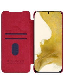 Nillkin Qin Leather Pro Fodral till Samsung Galaxy S23+ flip-fodral kamerafodral rött
