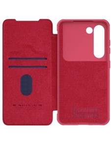 Nillkin Qin Leather Pro Fodral till Samsung Galaxy S23+ flip-fodral kamerafodral rött