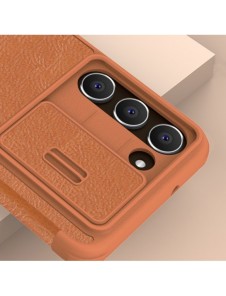 Nillkin Qin Leather Pro Fodral till Samsung Galaxy S23+ flip-fodral kamerafodral rött