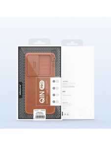 Nillkin Qin Leather Pro Fodral till Samsung Galaxy S23+ flip-fodral kamerafodral rött