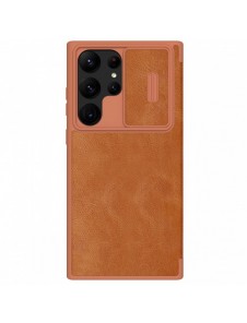 Nillkin Qin Leather Pro-fodral till Samsung Galaxy S23 Ultra Cover med Flip Camera Cover Brun
