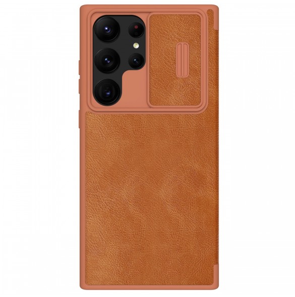 Nillkin Qin Leather Pro-fodral till Samsung Galaxy S23 Ultra Cover med Flip Camera Cover Brun