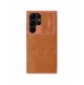 Nillkin Qin Leather Pro-fodral till Samsung Galaxy S23 Ultra Cover med Flip Camera Cover Brun