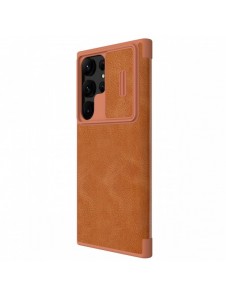 Nillkin Qin Leather Pro-fodral till Samsung Galaxy S23 Ultra Cover med Flip Camera Cover Brun