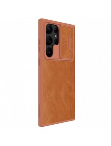 Nillkin Qin Leather Pro-fodral till Samsung Galaxy S23 Ultra Cover med Flip Camera Cover Brun