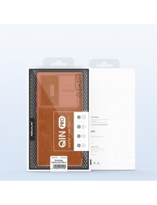 Nillkin Qin Leather Pro-fodral till Samsung Galaxy S23 Ultra Cover med Flip Camera Cover Brun