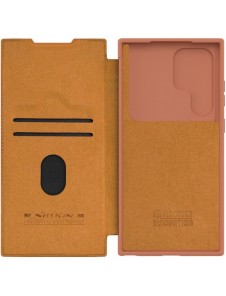 Nillkin Qin Leather Pro-fodral till Samsung Galaxy S23 Ultra Cover med Flip Camera Cover Brun