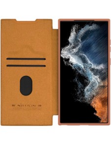 Nillkin Qin Leather Pro-fodral till Samsung Galaxy S23 Ultra Cover med Flip Camera Cover Brun