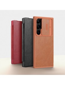Nillkin Qin Leather Pro-fodral till Samsung Galaxy S23 Ultra Cover med Flip Camera Cover Brun