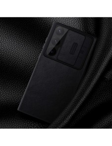 Nillkin Qin Leather Pro-fodral till Samsung Galaxy S23 Ultra Cover med Flip Camera Cover Brun
