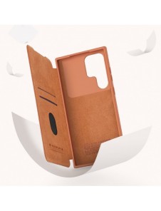 Nillkin Qin Leather Pro-fodral till Samsung Galaxy S23 Ultra Cover med Flip Camera Cover Brun