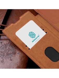 Nillkin Qin Leather Pro-fodral till Samsung Galaxy S23 Ultra Cover med Flip Camera Cover Brun