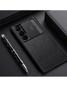 Nillkin Qin Leather Pro-fodral till Samsung Galaxy S23 Ultra Cover med Flip Camera Cover Brun