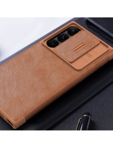 Nillkin Qin Leather Pro-fodral till Samsung Galaxy S23 Ultra Cover med Flip Camera Cover Brun