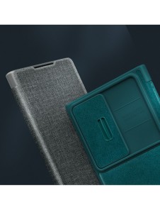 Nillkin Qin Leather Pro Case Samsung Galaxy S23+ Flip Cover Kamerafodral grön
