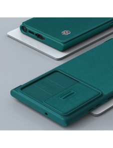 Nillkin Qin Leather Pro Case Samsung Galaxy S23+ Flip Cover Kamerafodral grön