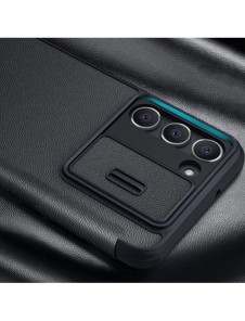 Nillkin Qin Cloth Pro-fodral för Samsung Galaxy S23+ Flip Cover kamerafodral blå