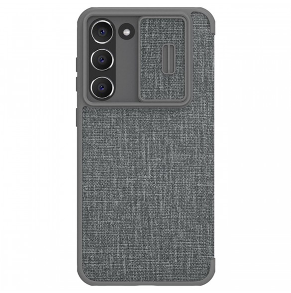 Nillkin Qin Cloth Pro Fodral för Samsung Galaxy S23+ Flip Cover Camera Cover Grå