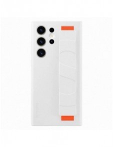 Samsung Silicone Grip Cover för Samsung Galaxy S23 Ultra silikonfodral med handledsrem vit (EF-GS918TWEGWW)