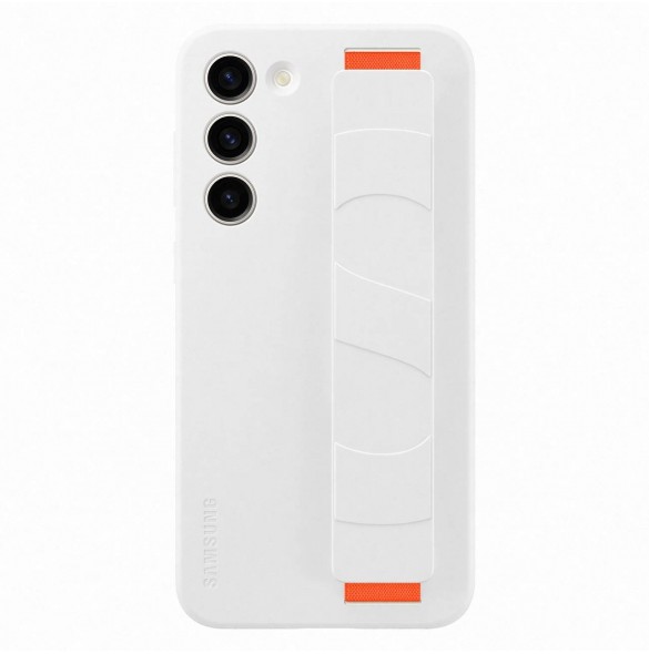 Samsung Silicone Grip Cover Case för Samsung Galaxy S23+ silikonfodral med handledsrem vit (EF-GS916TWEGWW)