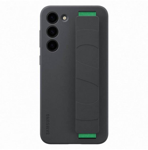 Samsung Silicone Grip Cover Case för Samsung Galaxy S23+ silikonfodral med handledsrem svart (EF-GS916TBEGWW)